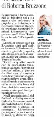 Le favole nere di Roberta Bruzzone- U. S. 30.7.21